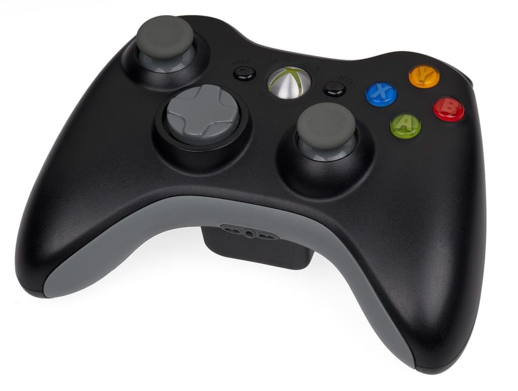 A game controller in use